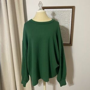 Blu Pepper Balloon Sleeve Green Sweater